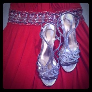 J. Miller heels, silver